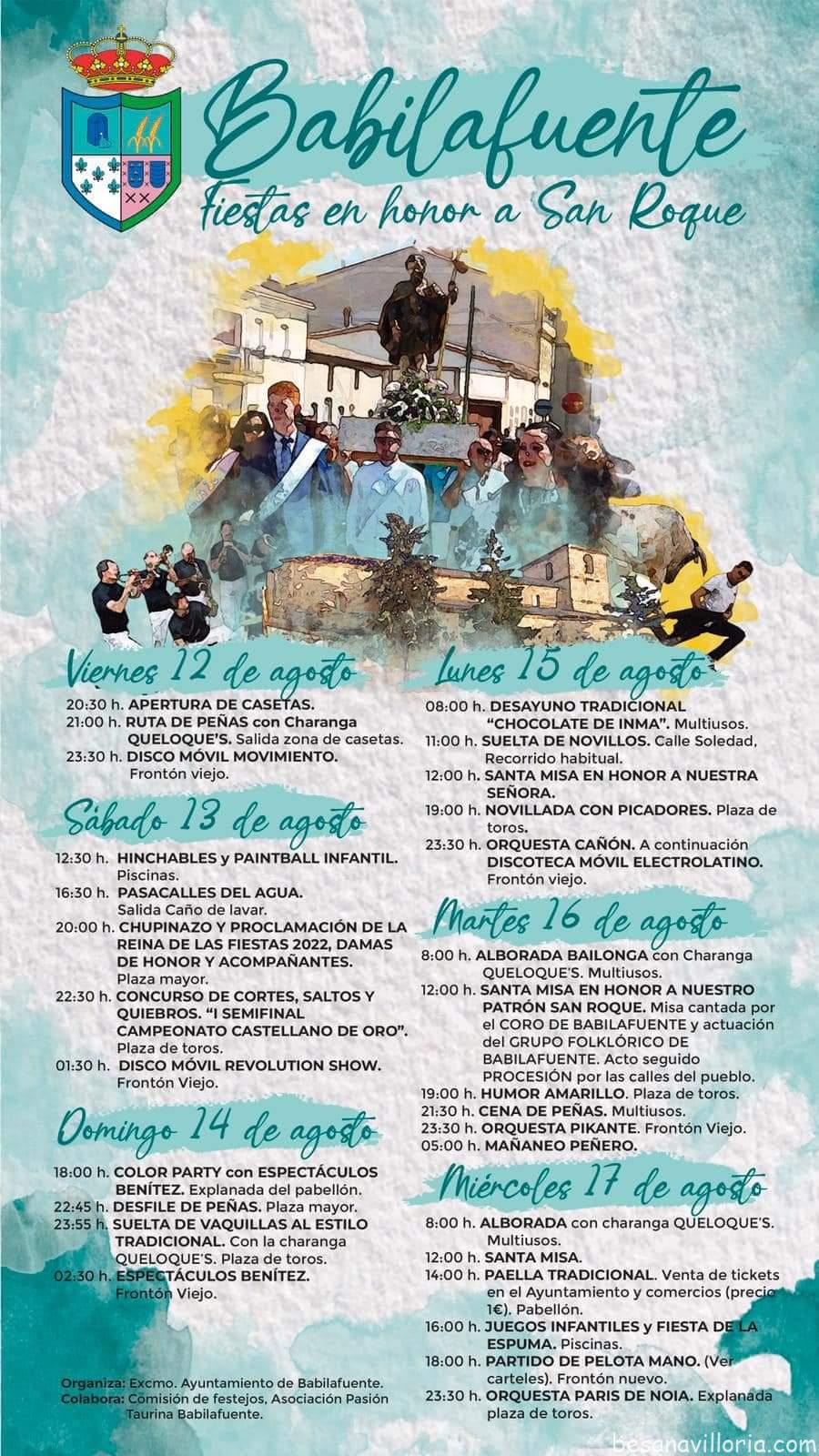 Fiestas en honor a San Roque 2022 Babilafuente